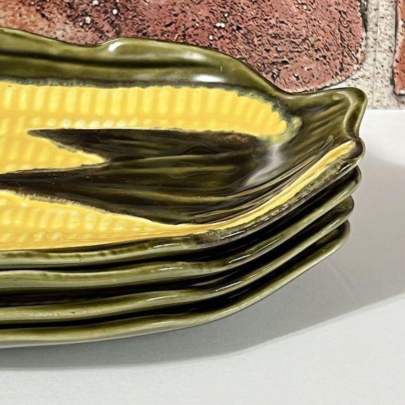 VINTAGE 4 Ceramic Yellow Corn On The Cob Dish Holder Cradle Made in Portugal - Picture 11 of 17